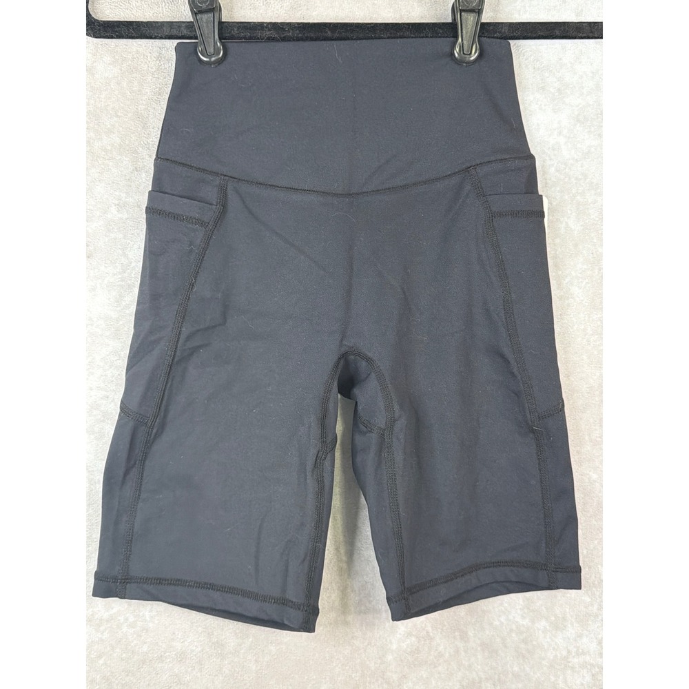 NWT SUNZEL Black High Waisted Biker Shorts‎ w Pockets 7" Inseam Size XS